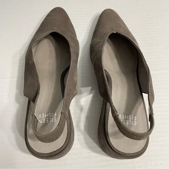 Eileen Fisher Devi Nubuck Slingback Wedge Sandals - Picture 5 of 11